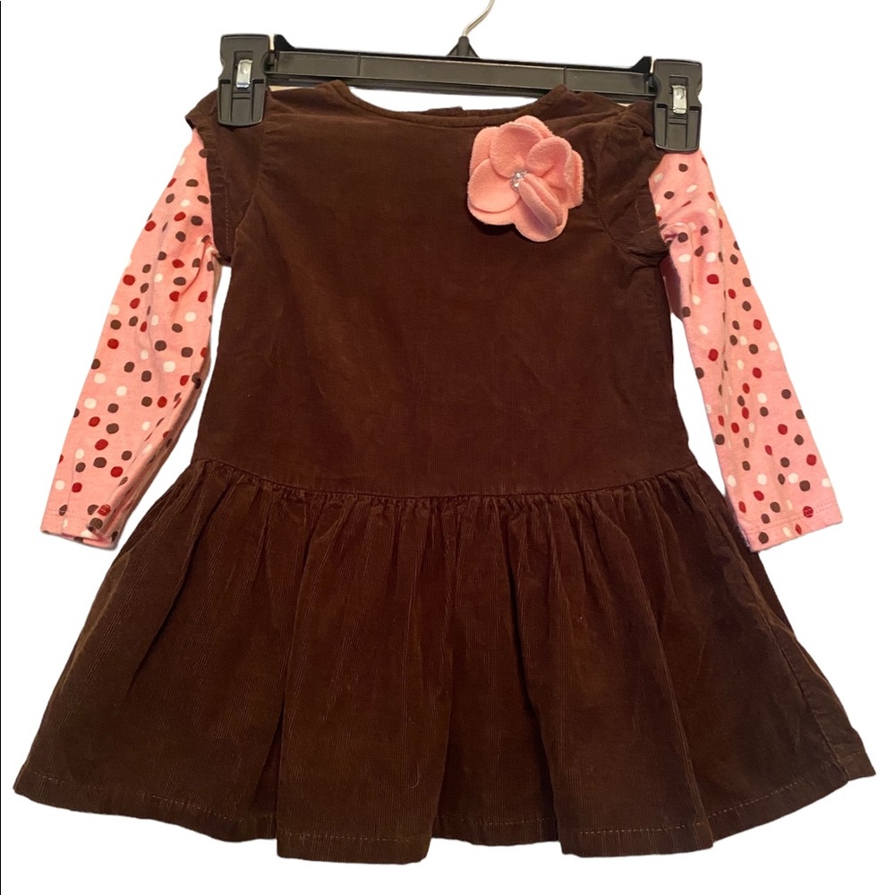 Crazy 8 Toddler Girl Brown and Floral Long Sleeve Dress
